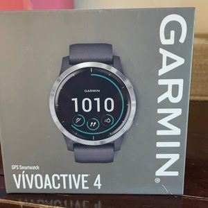 Like New Garmin Vivoactive 4 Slate Stainless Steel Gray Case Silicone B…